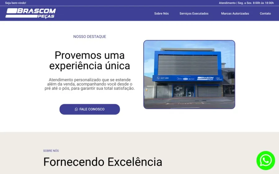 Site Brascompeças — produzido pela VELTRIX