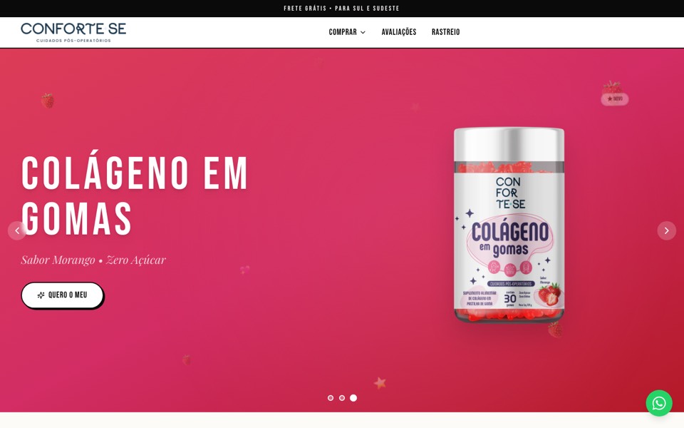 Screenshot do site Conforte-se