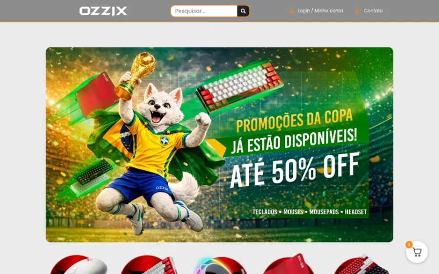 Site Ozzix Store produzido pela VELTRIX