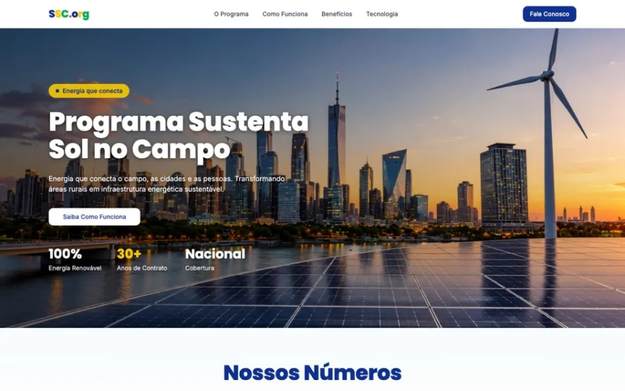 Site Sustenta Sol no Campo produzido pela VELTRIX