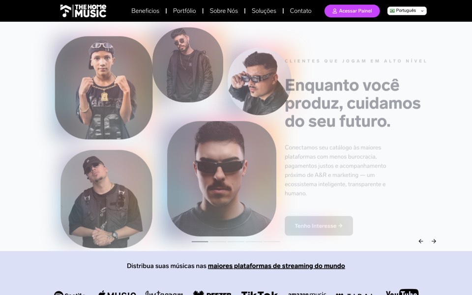Screenshot do site The Home Music